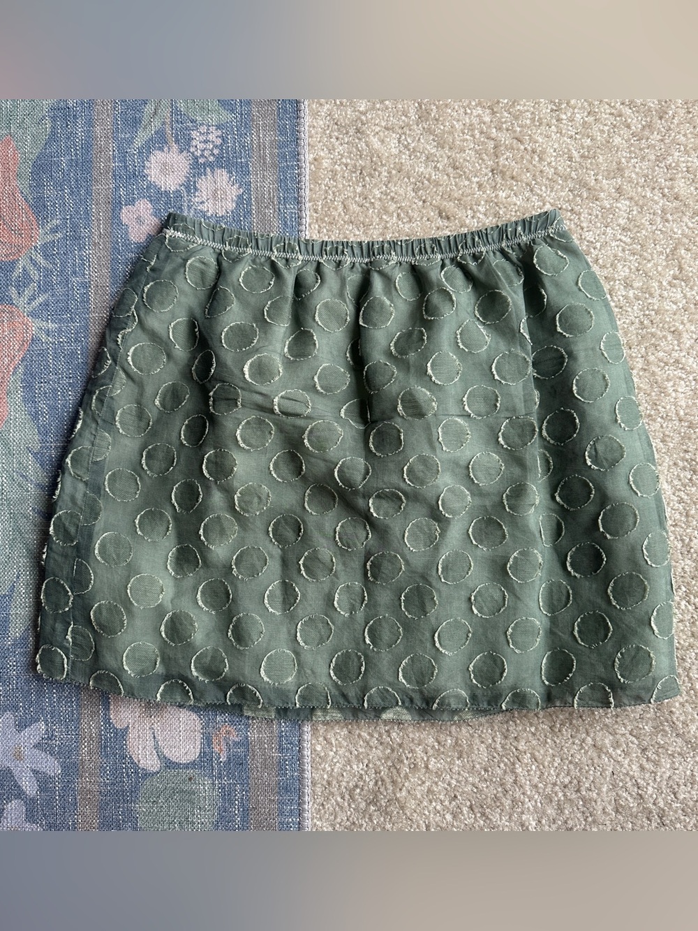 J. Crew Green Polka-Embroidered Mini Skirt